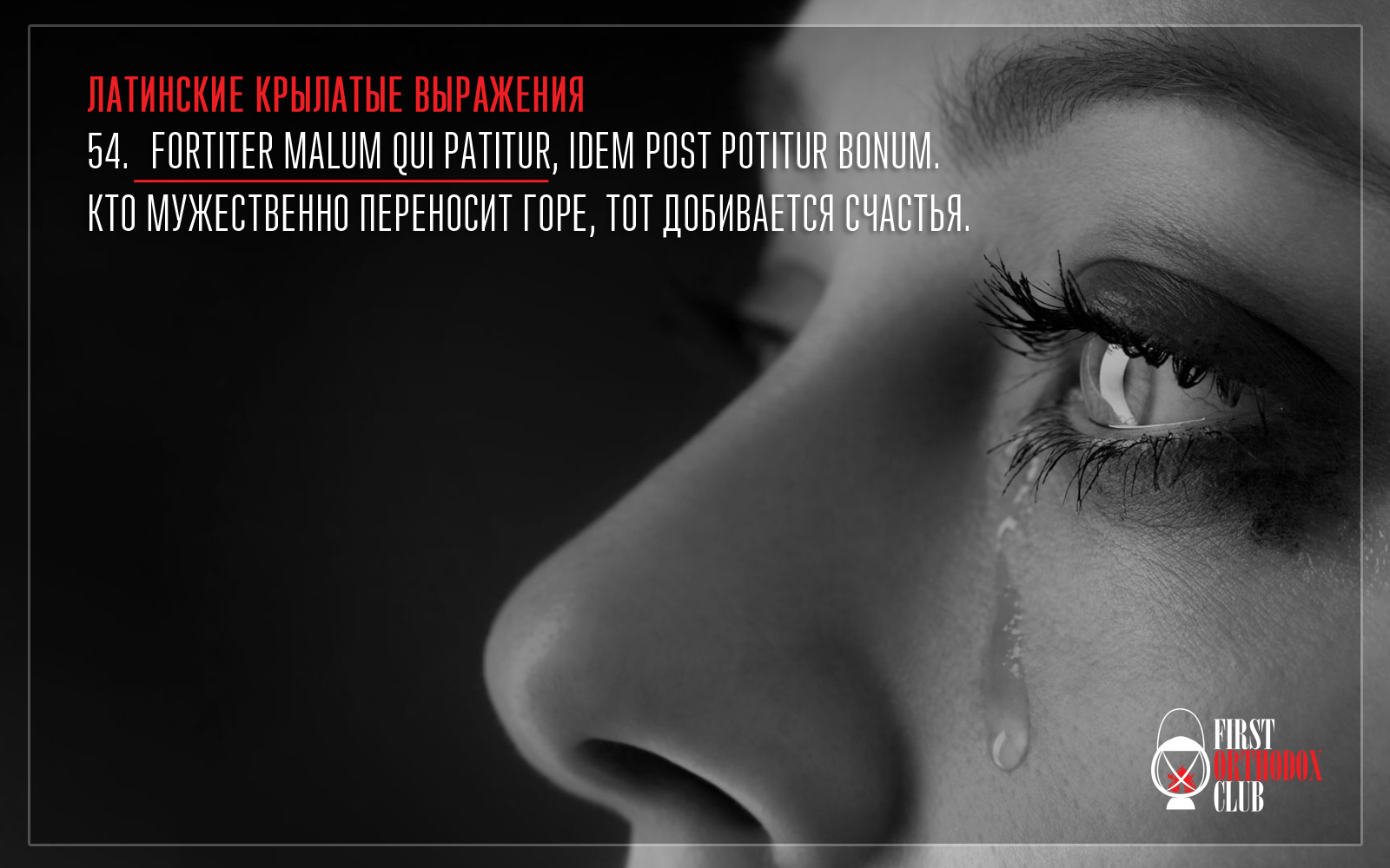 Fortiter malum qui patitur, idem post potitur bonum. Кто мужественно переносит горе, тот добивается счастья.