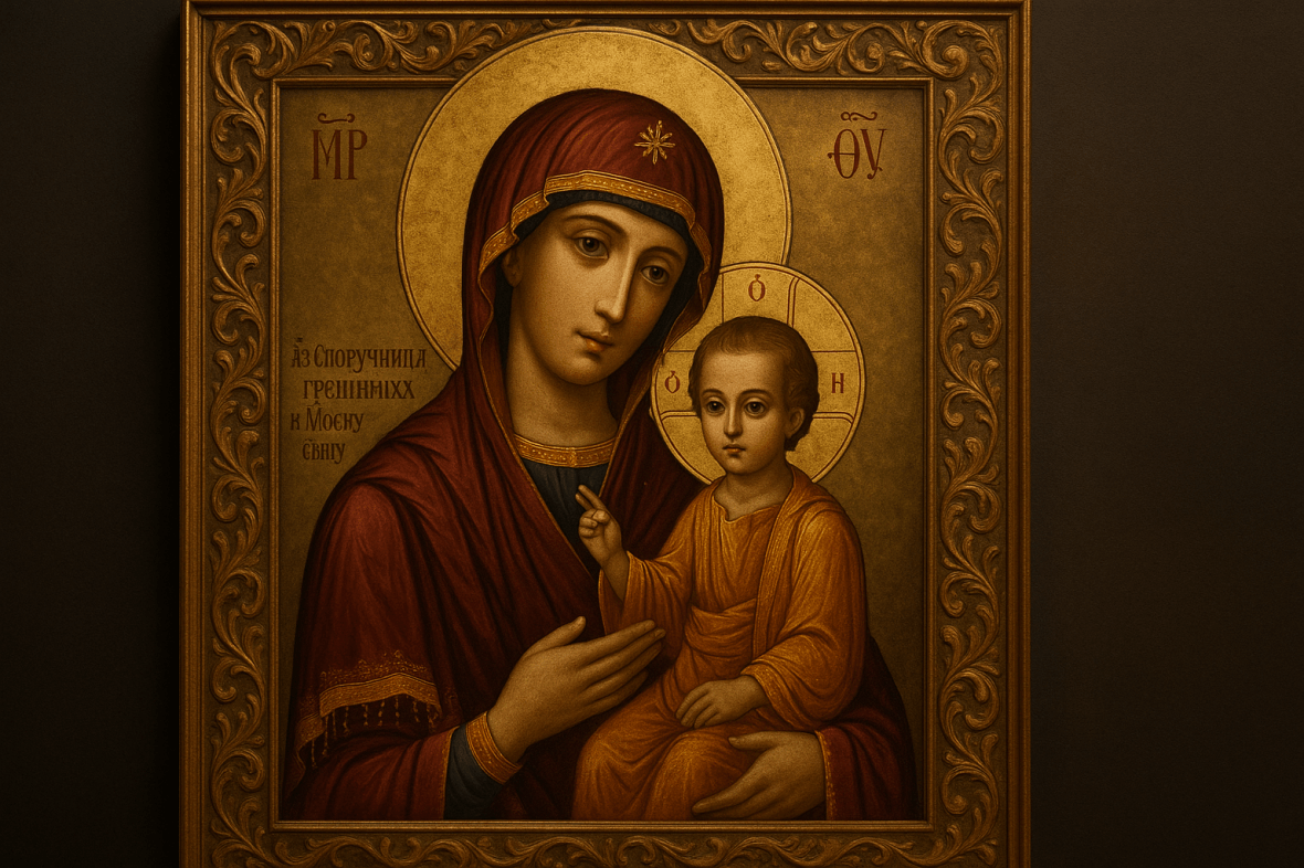 икона Споручница грешных, чудотворная икона Богородицы, Споручница грешных значение, молитва Споручнице грешных, икона Божией Матери помощь, православные иконы, чудотворные иконы