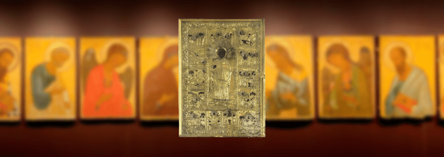 икона Пантелеймона целителя Руссик, чудотворная икона святого Пантелеймона Афон, Пантелеймон вернулся на старое место пожар Руссик, икона Пантелеймона храм Покрова Руссик, житие Пантелеймона 14 сцен икона Афон, 1orthodoxclub