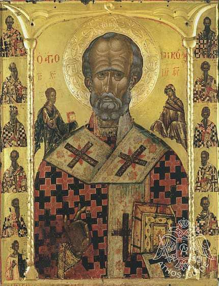 икона Святого Николая Григориат, чудотворная икона Николай Угодник Афон, Николай защитник Григориат, чудо с кораблем 1850 Григориат, серебряный корабль на иконе Николая, Деисус Николай Григориат, orthodox club